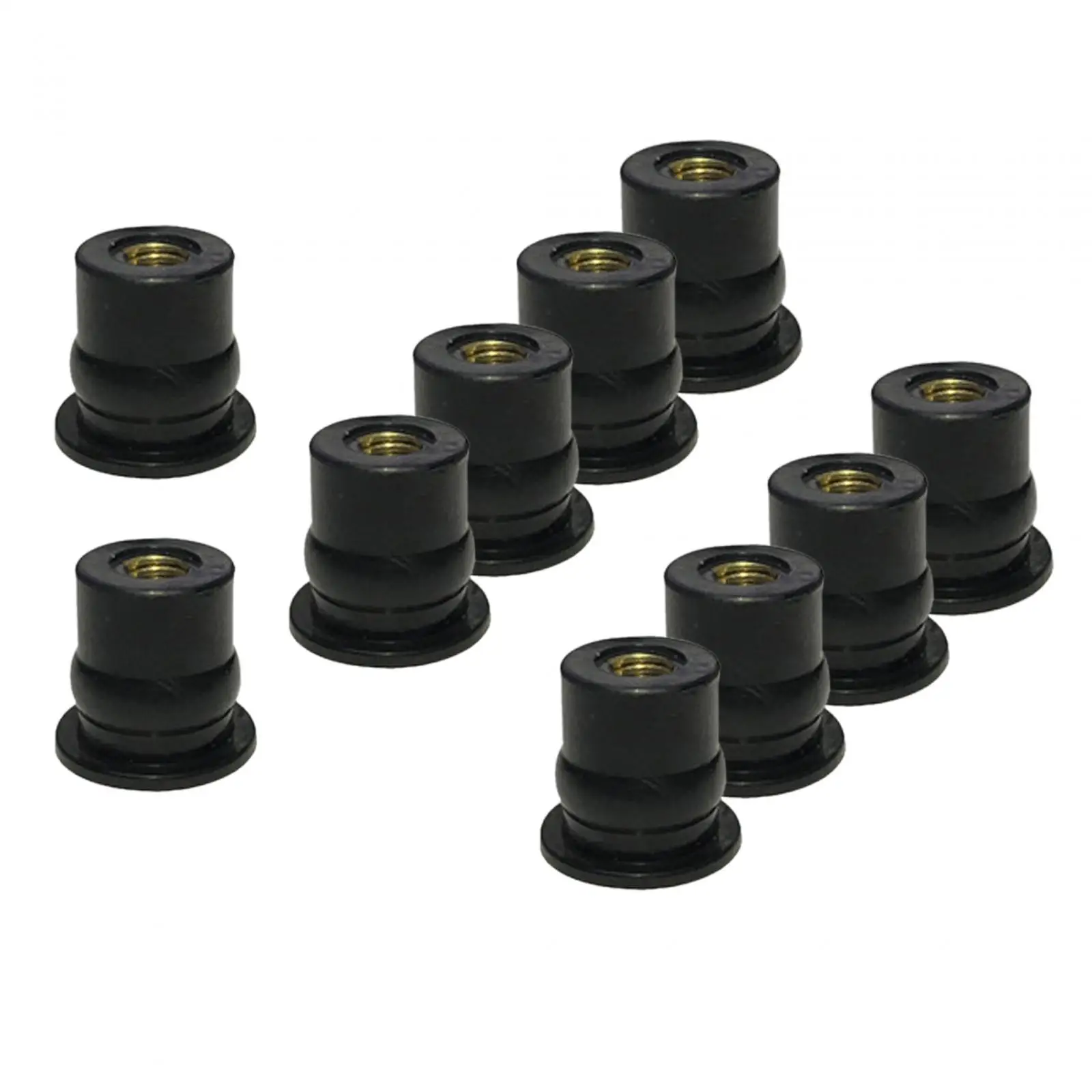

Professional Well Nuts Rubber Brass Insert Metric Fastening Kit Sturdy Windshield Nut Pack for Motorcycle Bodies