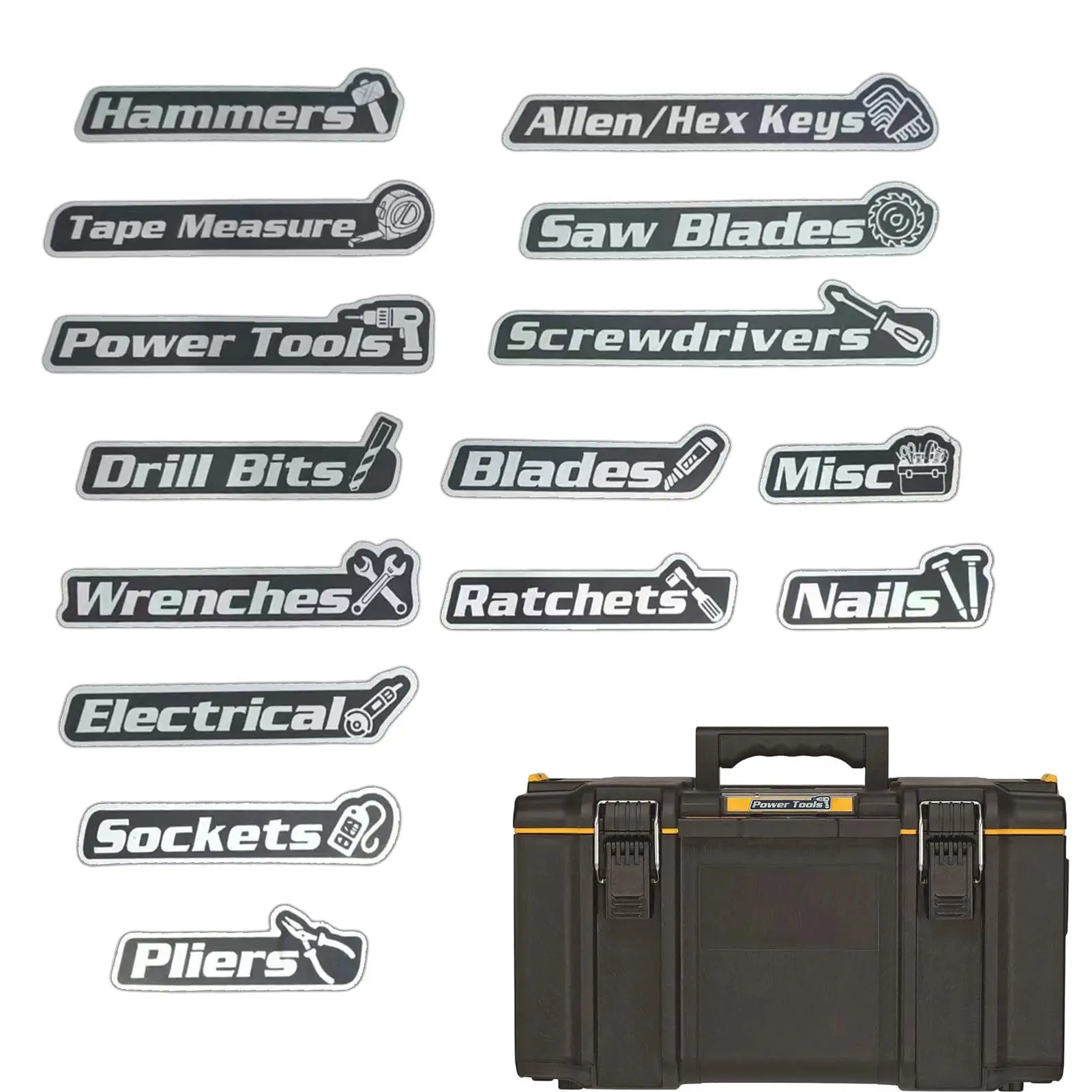 15 Pieces Magnetic Tool Box Labels Reusable Toolbox Labels Tool Box Organizer For Storage Organization Garage Workshop Warehouse