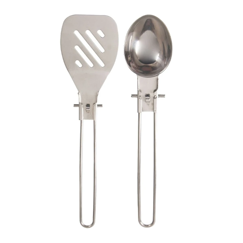 

Folding Spatula Spoon Stainless Steel Mini Portable Camping Cookware Portable Cooking Utensils Tools Space Saving D5QD