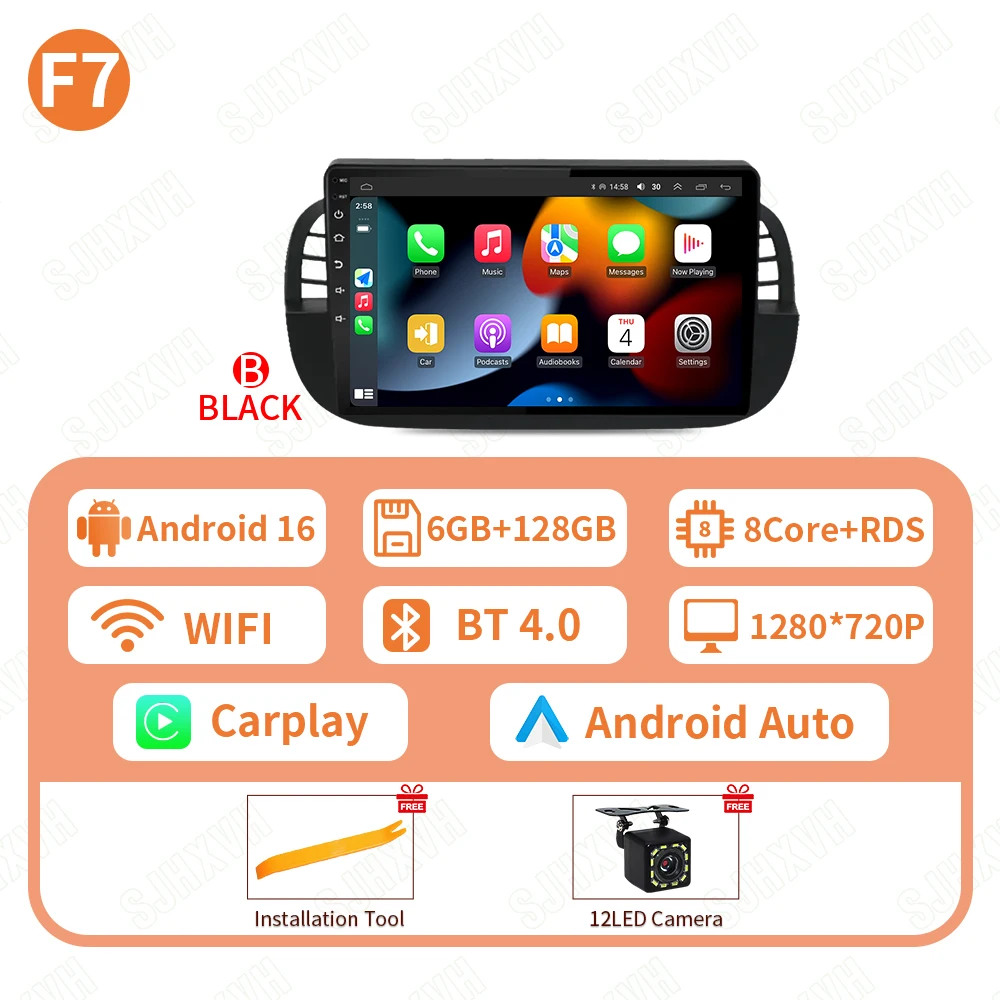 Auto DVD Android 16 Radio Stereo Voor Fiat 500 2007-2015 Auto Multimedia Speler GPS Navigatie Head Unit Hoge prestaties WIFI