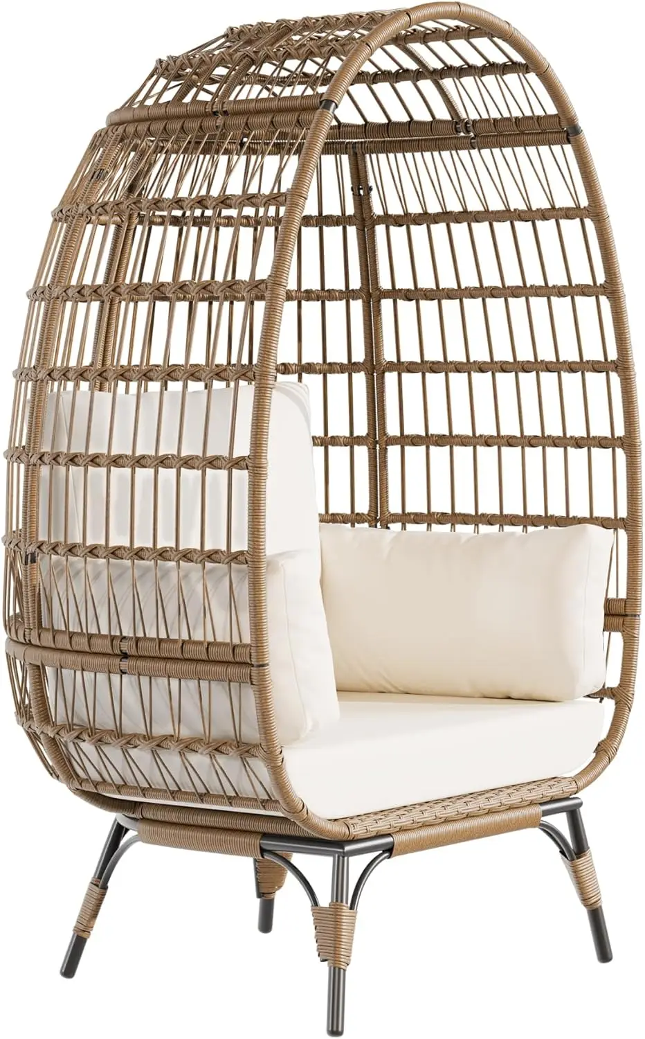 

Egg Chair, Oversized Patio Wicker Basket Chair for Balcony, Patio, Living Room, Lounge Chairs , 350LBs Capacity Egg Chair White