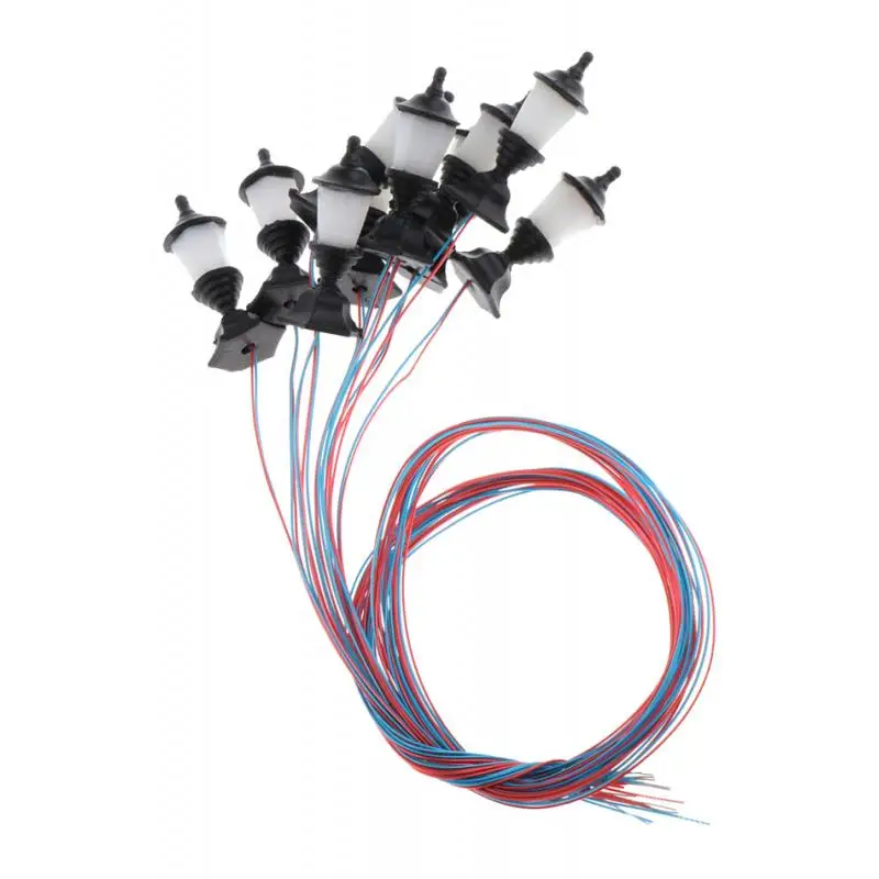 โคมไฟรางรถไฟ 10 ชิ้น โคมไฟถนนสวนสาธารณะ 1.2 ซม. 1: 100 รูปแบบแนวนอน