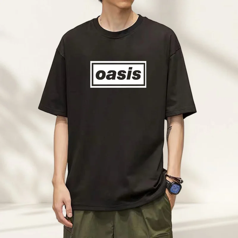 T-shirt À Manches Courtes Du Groupe Oasis David Bowie Groupe De Rock Périphérique Vêtements Américains Impression En Coton