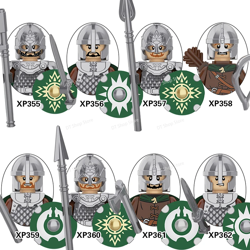 Medieval Knights Orcs Army Figures MOC Soldier Armor Dol Amroth Guard Warrior Archer Building Blocks Bricks Kids for Toys KT1046