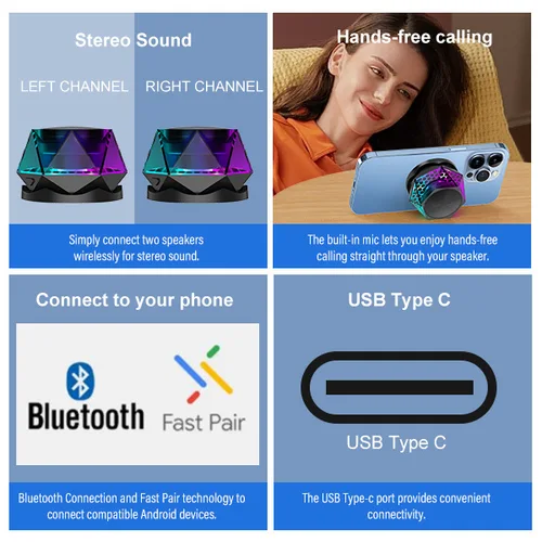 Imagen 2 del producto Altavoces Bluetooth portátiles de 5W para teléfono móvil G200, Mini caja de sonido enfriadora para ordenador, música de coche, megáfono inalámbrico magnético