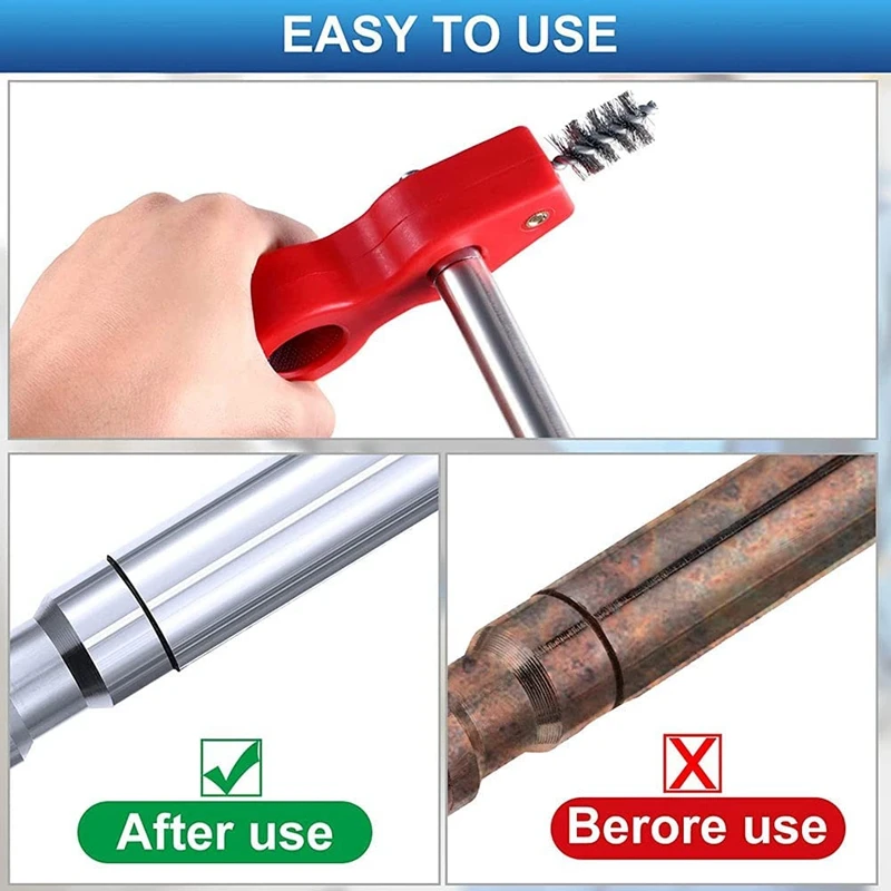핫! 미끄럼 방지 손잡이가 있는 구리 튜브 브러시, 디버링 브러시 클리너 도구, DIY 산업용 도구, 4 in 1 파이프, 3PCs
