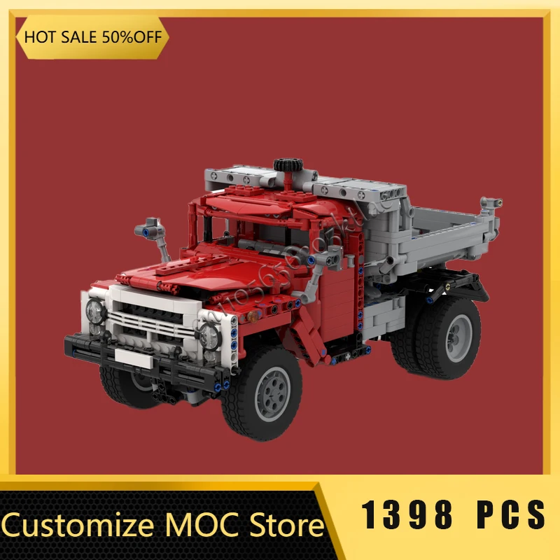

1398 шт., хит продаж, MOC, красный и серый самосвал, модель модульных строительных блоков, детская сборка, дисплей, игрушки, фестиваль, подарок-сюрприз