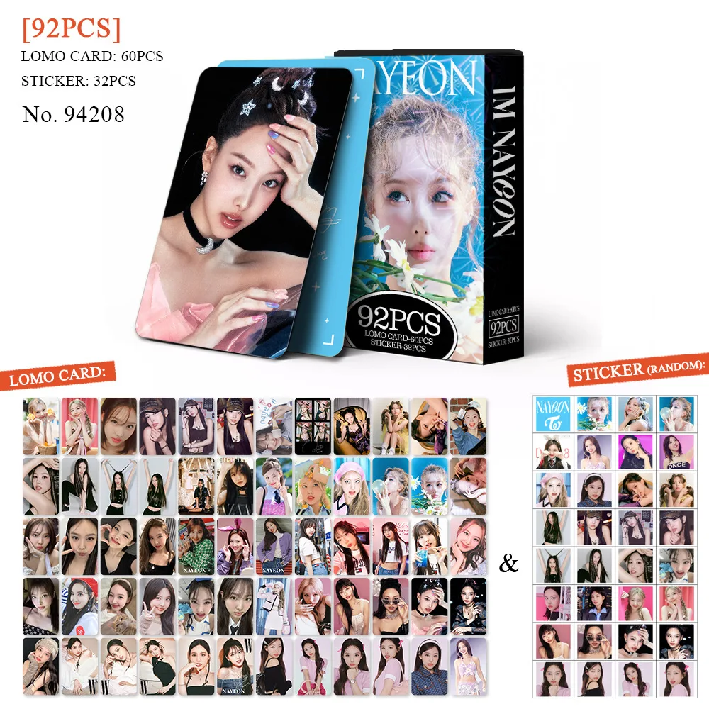 92pcs Kpop TWICE Lomo Cards and Stickers TWICE 13th mini Album With YOU-th NAYEON Single Photocards