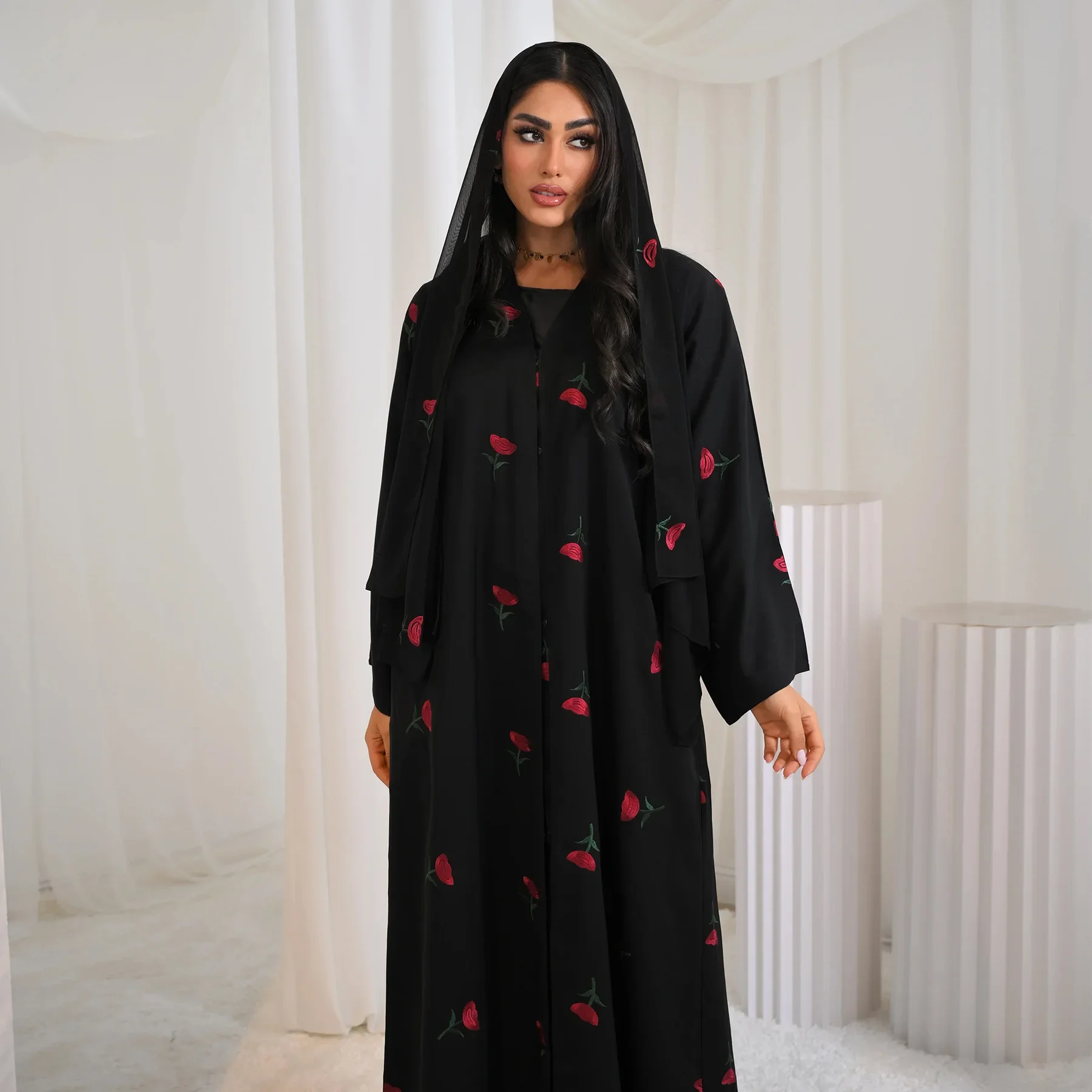 

Eid Kimono Abaya Dubai Luxury Floral Embroidery Cardigan Muslim Party Dress Abayas for Women Turkish Islamic Clothes Kaftan Robe