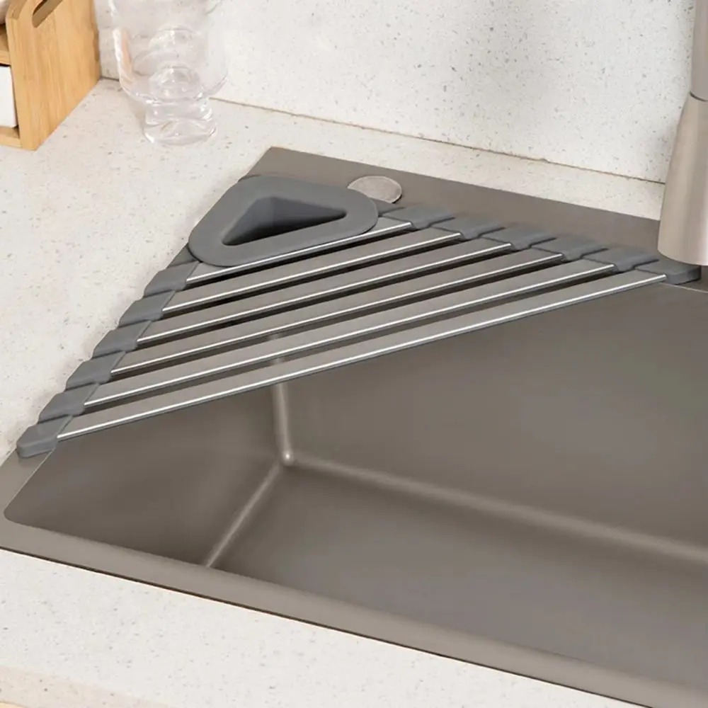 Durable Wear-resistant Storage Rack Organizer Sturdy Triangular Sink Storage Rack Foldable Non-slip Water Filter Sink