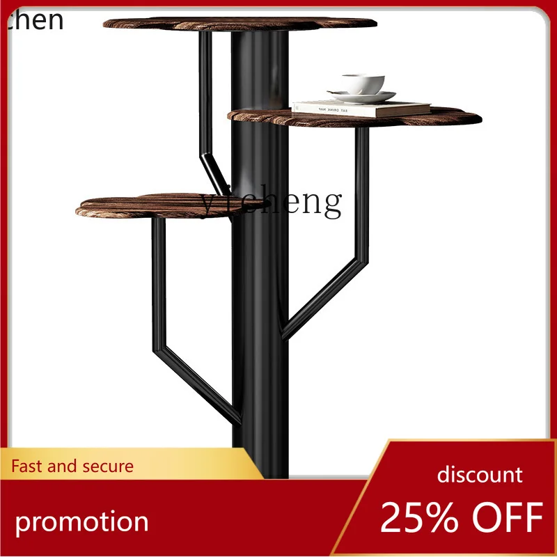 

ZML minimalist flower shelf living room floor-to-ceiling walnut high-end balcony multi-layer shelf light luxury edge few