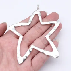WYSIWYG 1pcs 76x95mm Antique Silver Color Big Star Charms Pendant Pendant For DIY Jewelry Making Jewelry Craft Findings