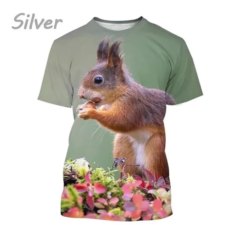 

Summer Outdoor Squirrel 3D Printing T Shirt Men Cute Animal Squirrel Pattern Casual Streetwear Cool Short-Sleeved Tops Tees