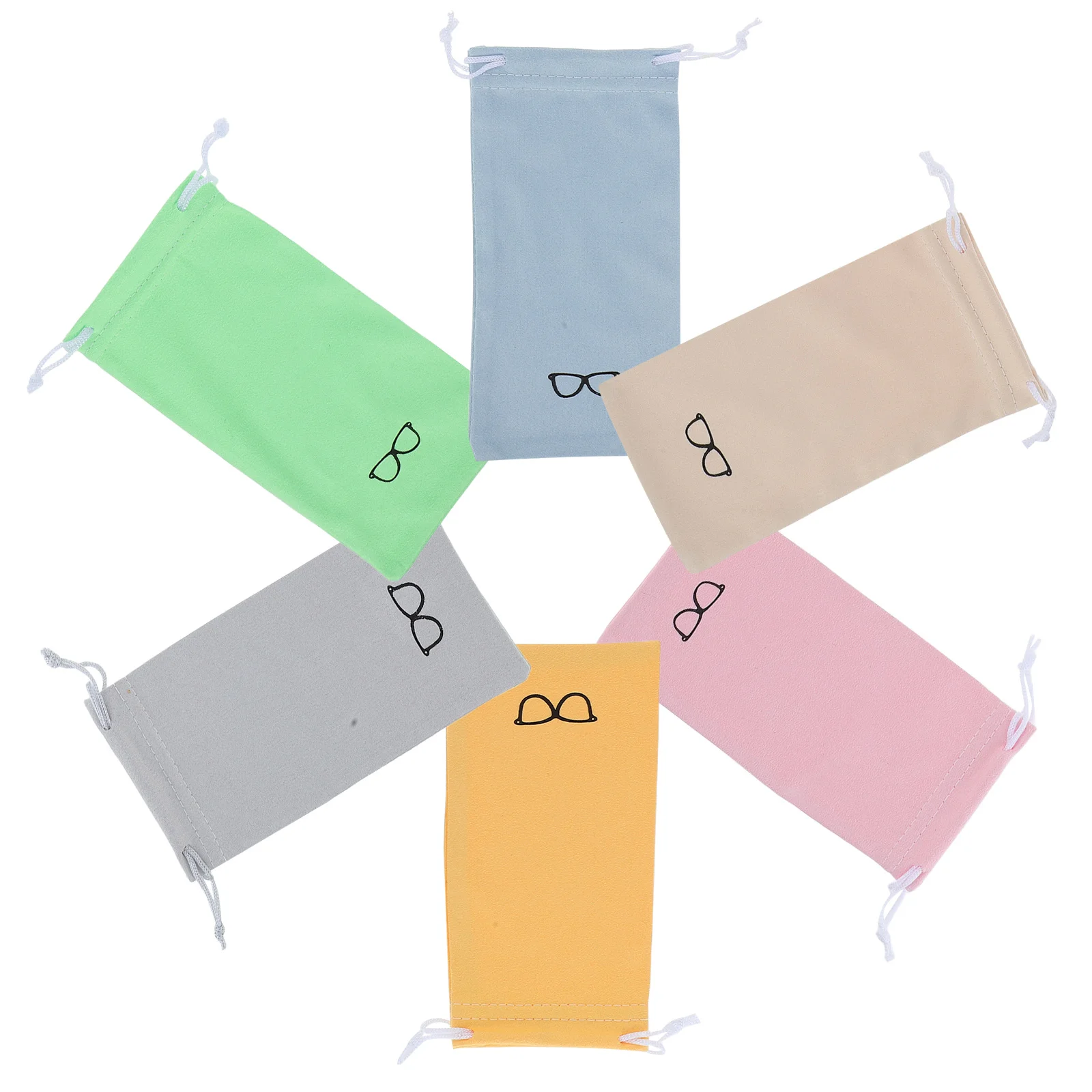

6pcs Glasses Cloth Storage Bag Microfiber Drawstring Eyeglass Case Small Goggle Pouch Durable Protective Dustproof Glasses