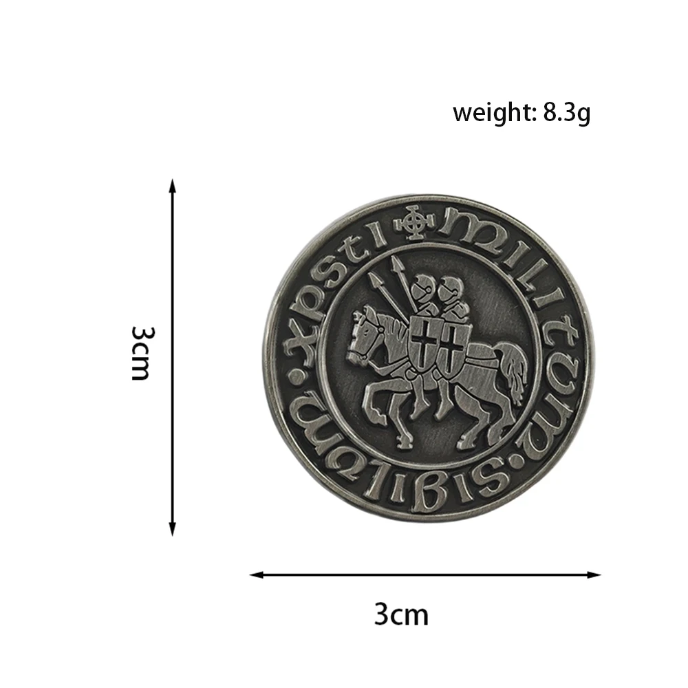 Tempelritter Emaille-Pins Sigillum Militum Xpisti Broschen Mittelalterliche Runde Metall-Abzeichen Kleidung Rucksack Anstecknadel Geschenk – Detail 3