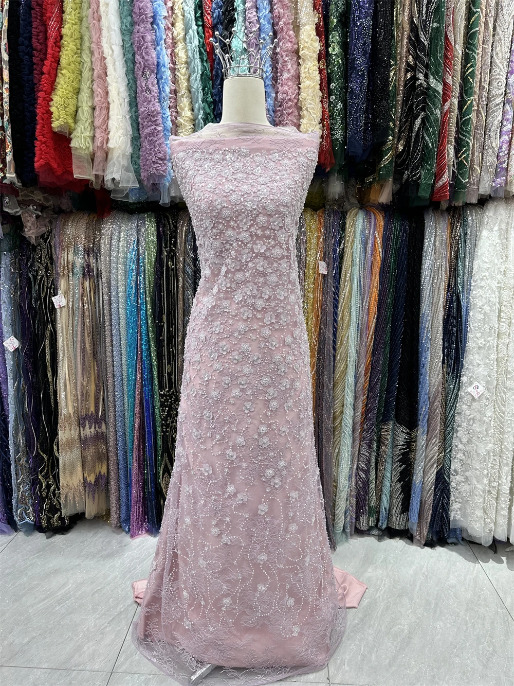 

5 ярдов африканского кружевного полотна высокого качества с вышивкой бисером и французскими пайетками для свадебных платьев, нигерийский дизайн 2026 года, новинка