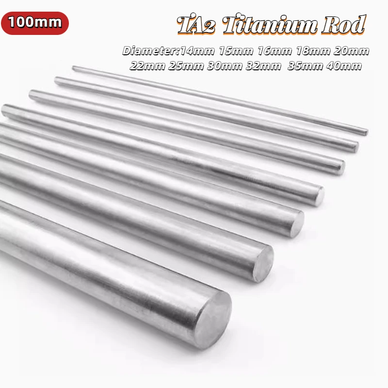 1pcs TA2 Titanium Ti Bar Grade GR2 Rod Round Bar Diameter 14mm-40mm Length 100mm