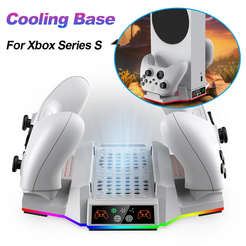 

Vertical Cooling Stand with RGB Light Dual Controller Charging Dock Vertical Stand with Cooling Fan for Xbox Series S