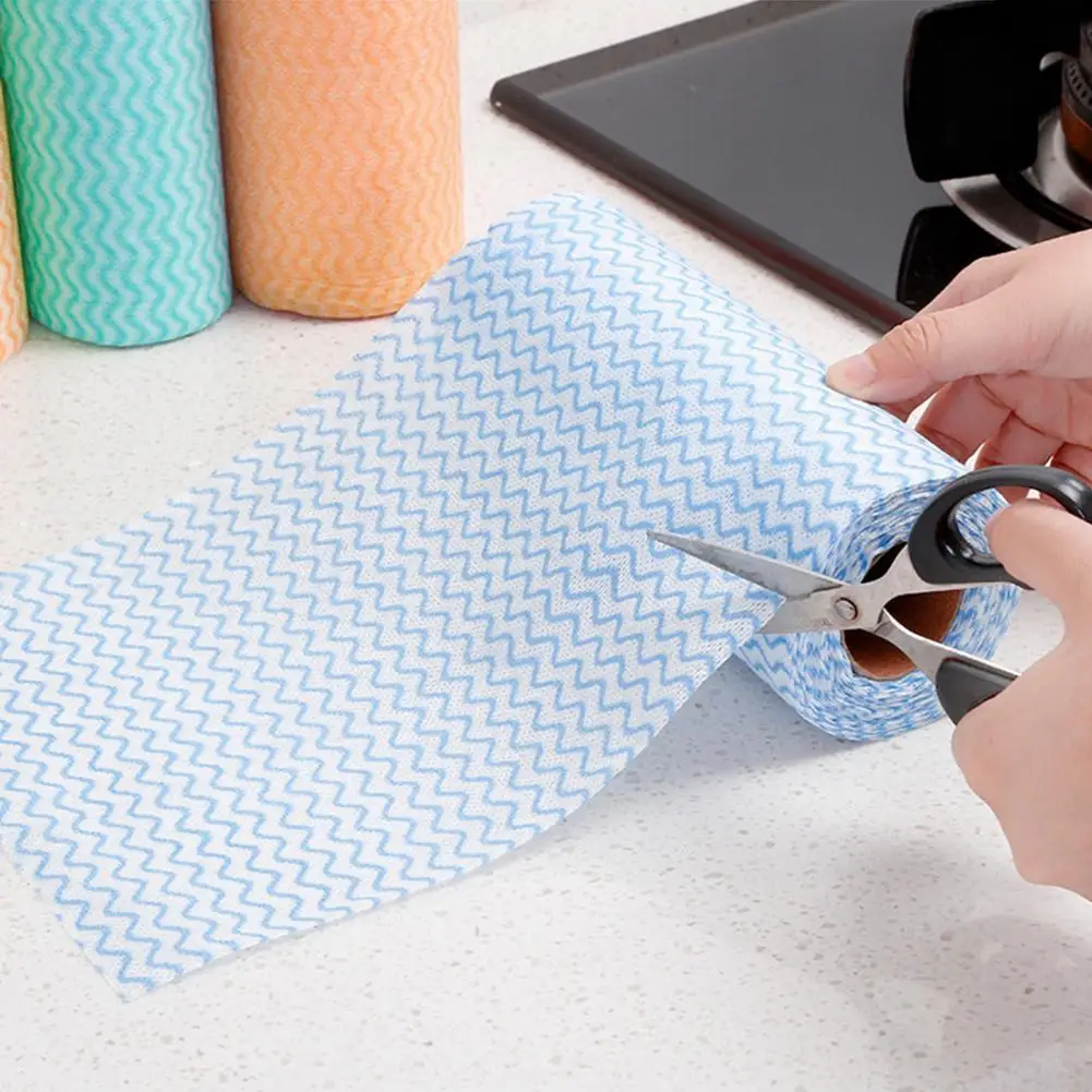 1 Roll Cleaning Dish Cloth Single-use Lint Free Absorbent Non Woven Fabric Disposable Bowl Plate Washing Rag Kitchen Washcloth