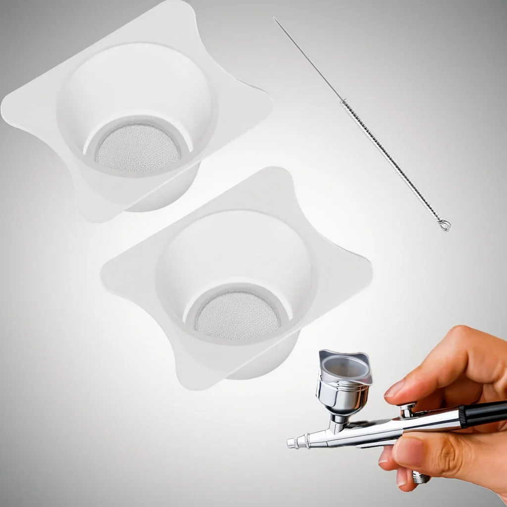 

Joystar 2pcs Airbrush Filter Cup, 24-33mm Paint Purification Cup with Nozzle Cleaning Needle Model Coloring Tool