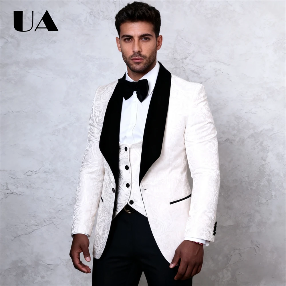 Conjunto de terno de 3 peças paisley para homens XXS-7XL terno de noivo de casamento melhor homem smoking (jaqueta colete calças) terno de jantar de negócios com um botão