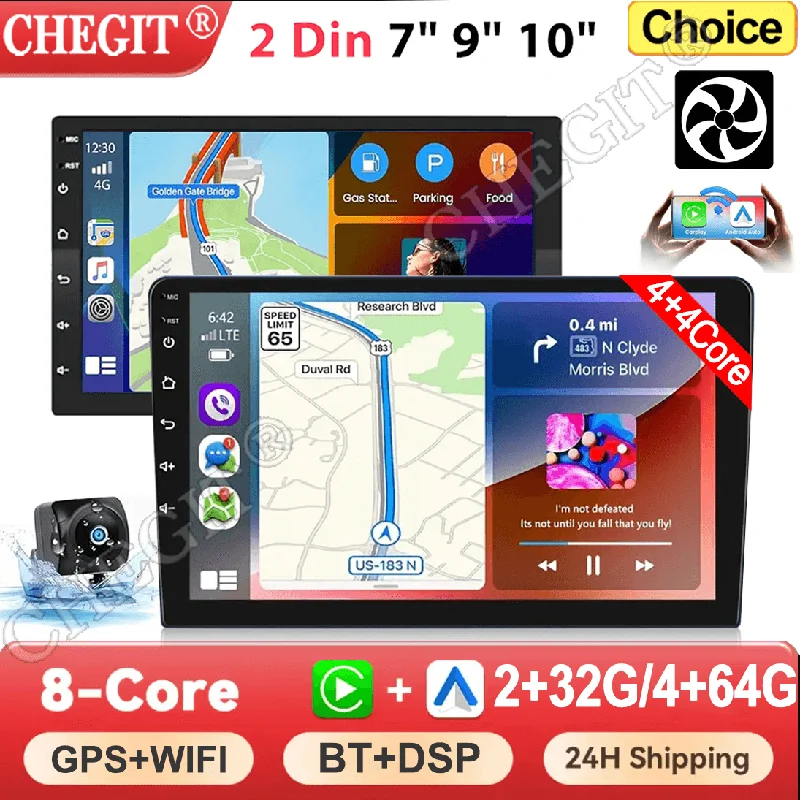 7/9/10 pulgadas 2 Din Audio del coche Android 13 4/8 núcleo Android auto Carplay 64G reproductor Multimedia automotriz BT sistemas inteligentes del coche