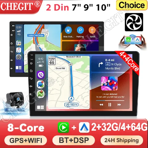 7/9/10 인치 2 Din 자동차 오디오 안드로이드 13 4/8 코어 안드로이드 자동 Carplay 64G 자동차 멀티미디어 플레이어 BT 자동차 지능형 시스템
