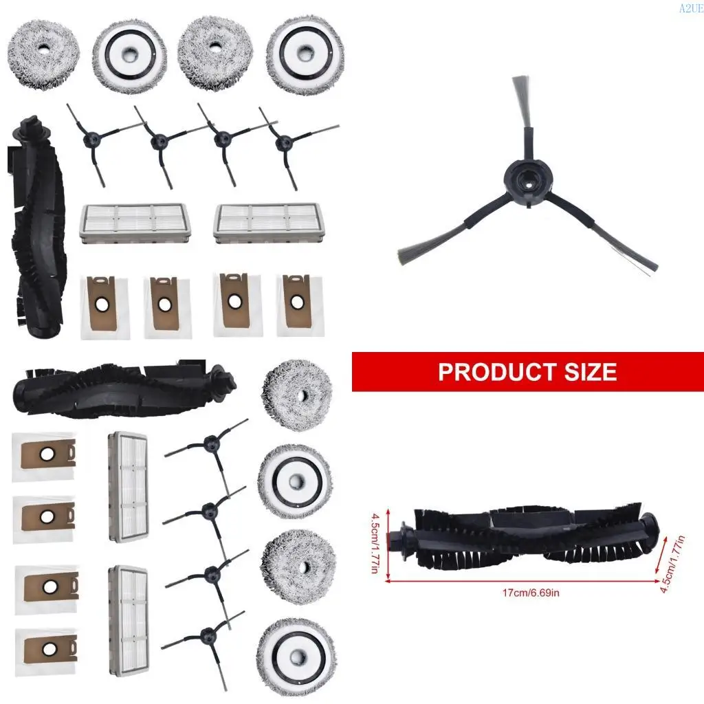 

A2UE Main Brush Vacuum Cleaner Dust Bag Side Brush Replacement Filter for Robot