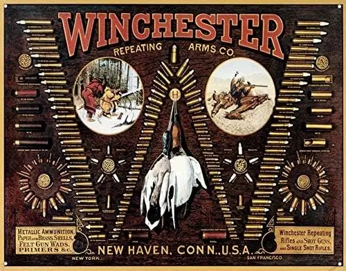 Unoopler Winchester Arms Tin Metal Sign : Bullet Board 8X12 sign