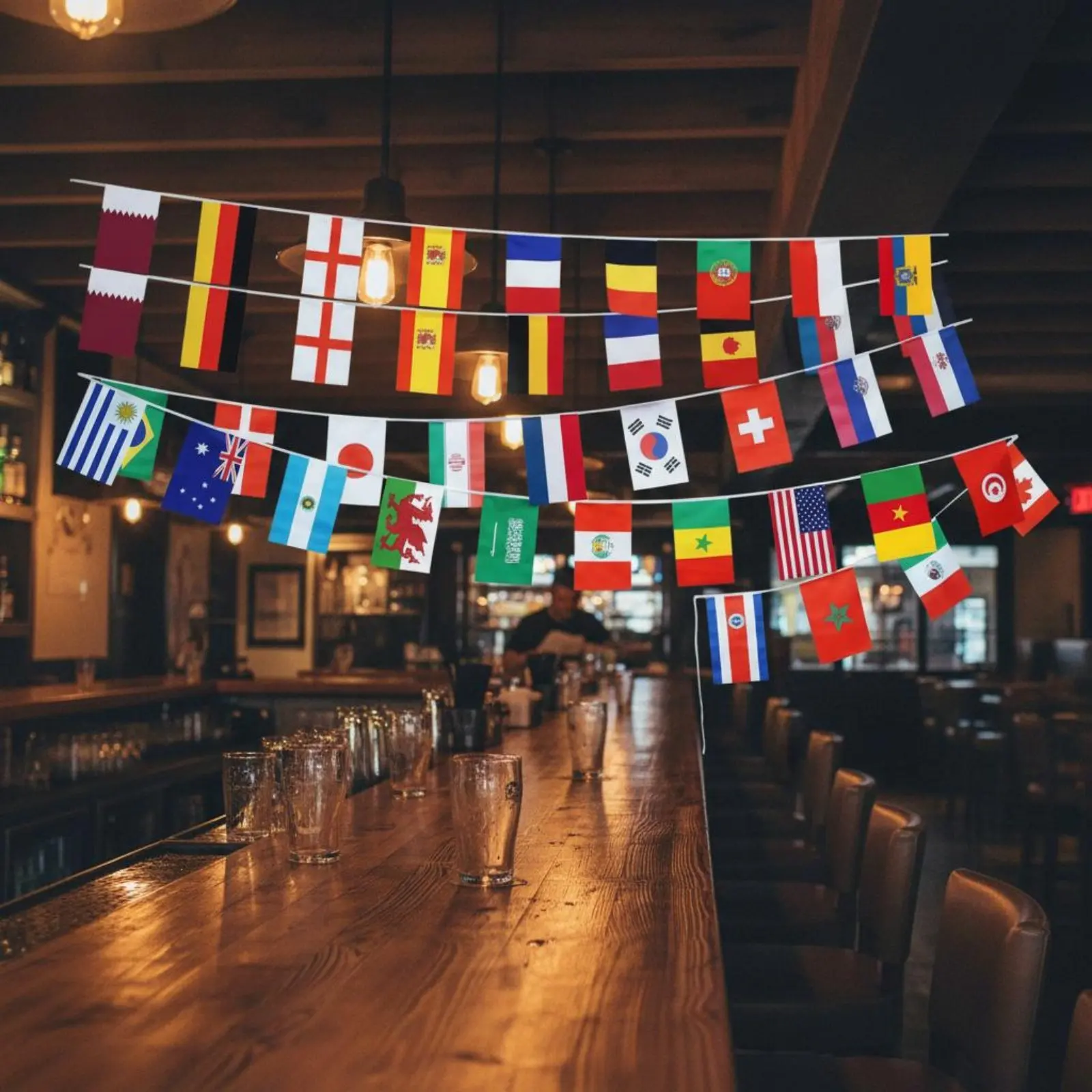 32 Countries Flag String Colorful 32 Countries Flag Banner International Flags Bunting Bright Color for Sports Bar Owners