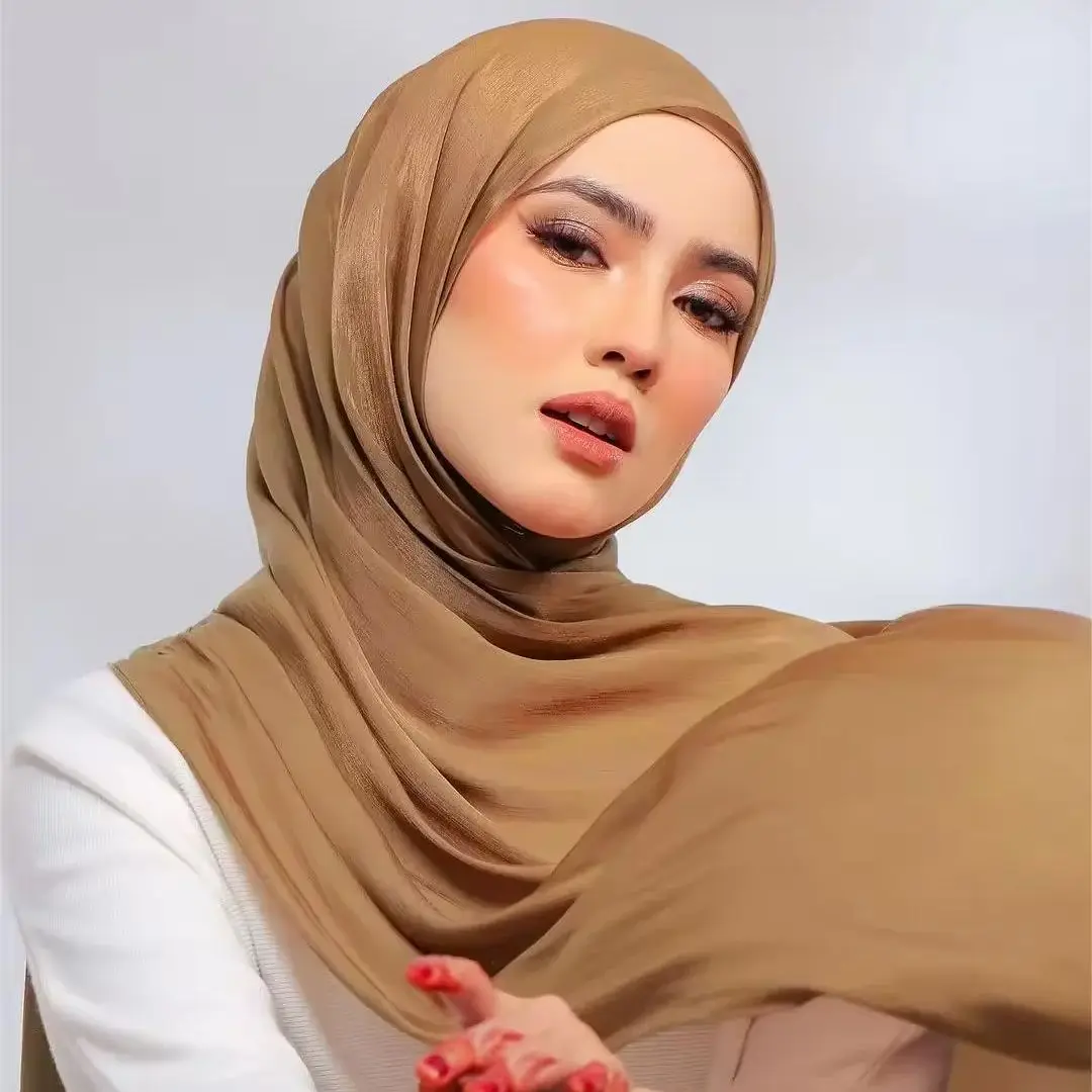 New in Pleated Glitter Chiffon Hijab Muslim Same as Tundung Shiny Crinkle Chiffon Scarves