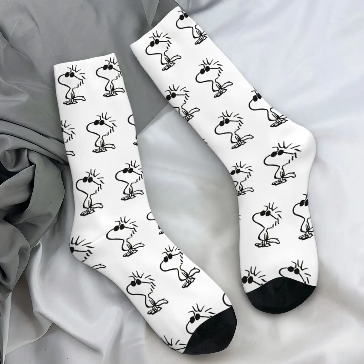 Snoopy Friend Woodstock Socks Casual Stockings Men Soft Breathable Running Sports Socks Winter Graphic Non Slip Socks