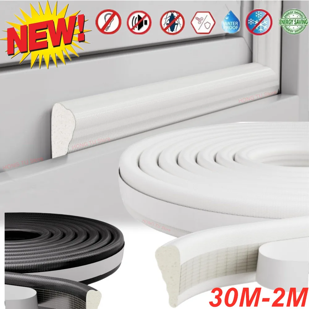 20M/2M Window Weather Seal Strip Acoustic Foam Sealing Strip White For Door Windows Windproof Soundproof Cotton Seal Gap Filler