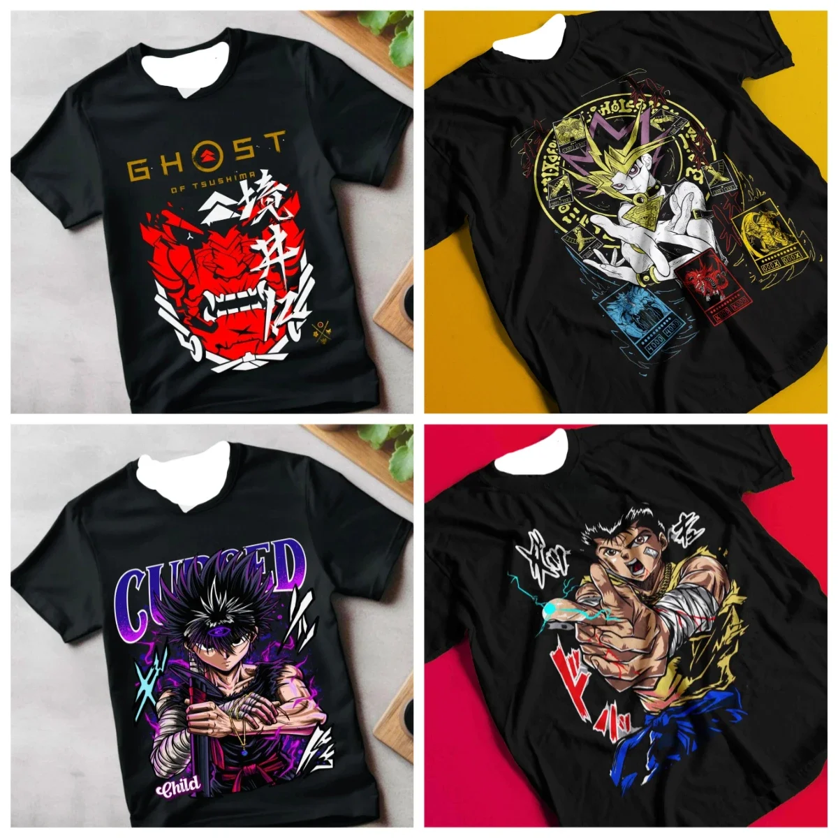

Japanese Anime Yu-Gi-Oh Muto Game Yatum Summer Graphic Fashion Crewneck Men's and Women's Clothing Tops T-shirt