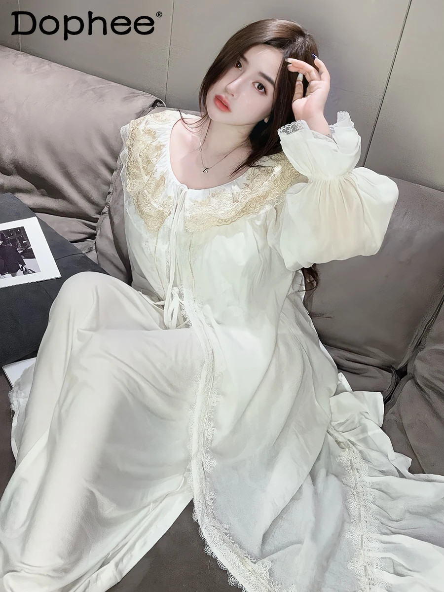 

2025 New Cotton Gauze Court Style Loungewear with Chest Pad Suspender Nightgown Two-piece Set Fairy Pajamas