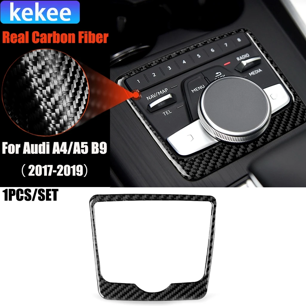 

Carbon Fiber Car Accessories Center Console Knob Modified Interior Trim Cover Soft Sticker For Audi A4/A5 B9 RS4 S4 2017-2019