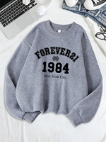 Forever 21 New York City Prints Sweatshirts Women Loose Sporty Hoodies Fleece Warm Crewneck Tops Autumn Winter Womans Clothes