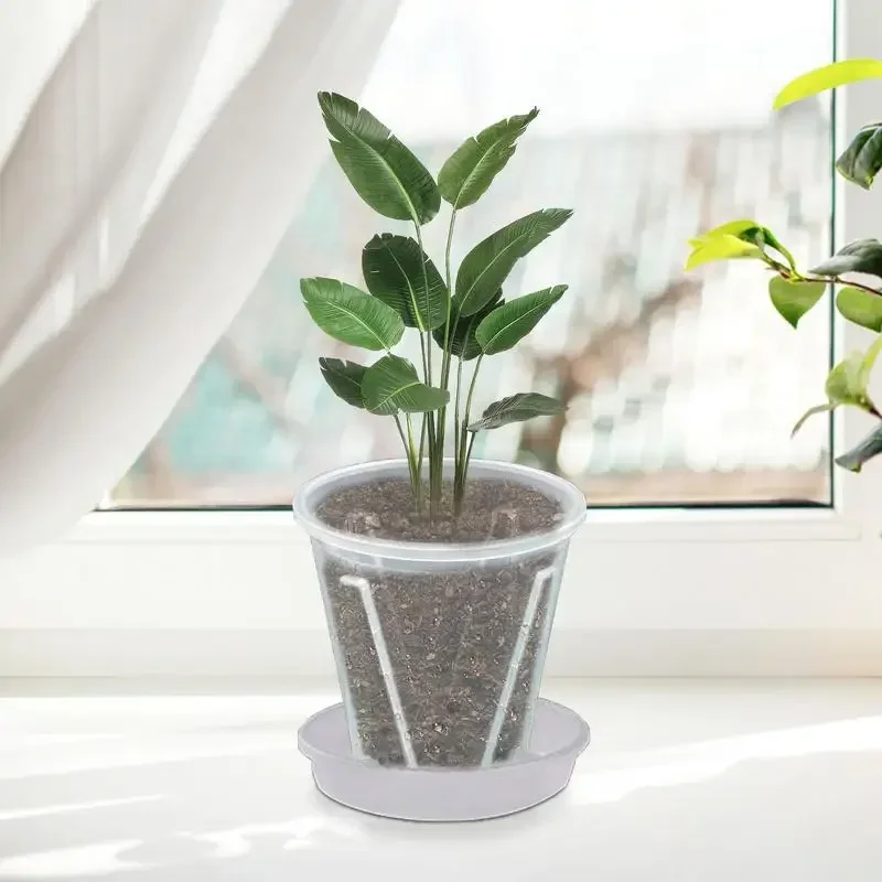 5แพ็คล้างNursery Pots,ต้นกล้าหม้อพลาสติกโปร่งใสPlant Starterหม้อรูระบายน้ําReusable Seedเริ่มต้นหม้อ