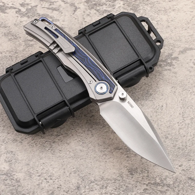 Kesiwo Blue Fairy M390 Titanium G10 Handle Cool Outdoor Tactical Camping Survival Hunting Gift Sharp Pocket EDC Folding Knife