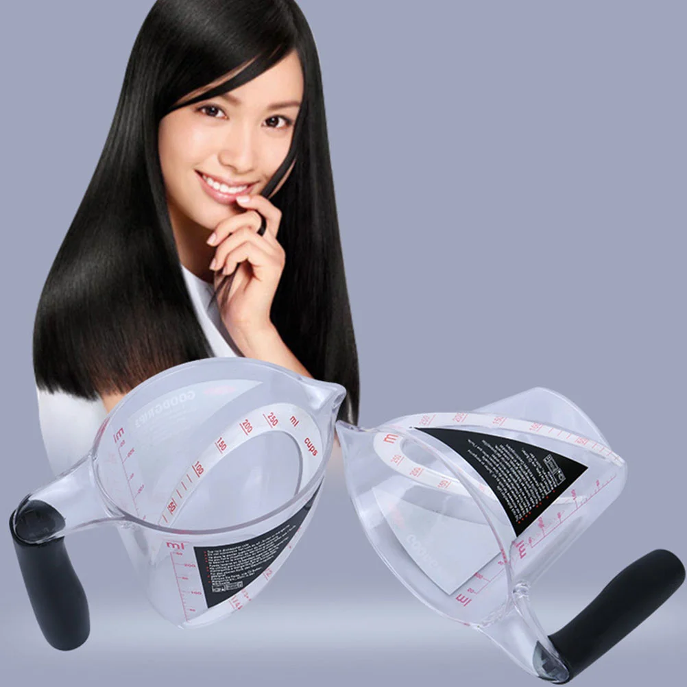 1Pcs Messbecher Kunststoff Abgestufte Transparente Haar Färben Dauerwelle Skala Tasse Hitzebeständige Anti Statische für Friseur Flüssigkeit