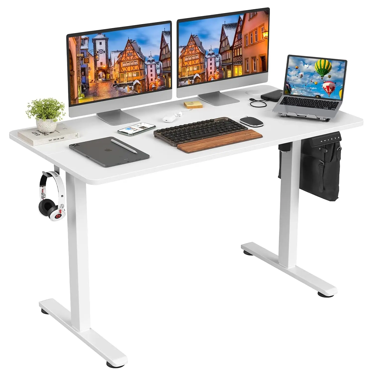 Electric Standing Desk Adjustable Height Sit Stand Home Office with Splice Board, Customized