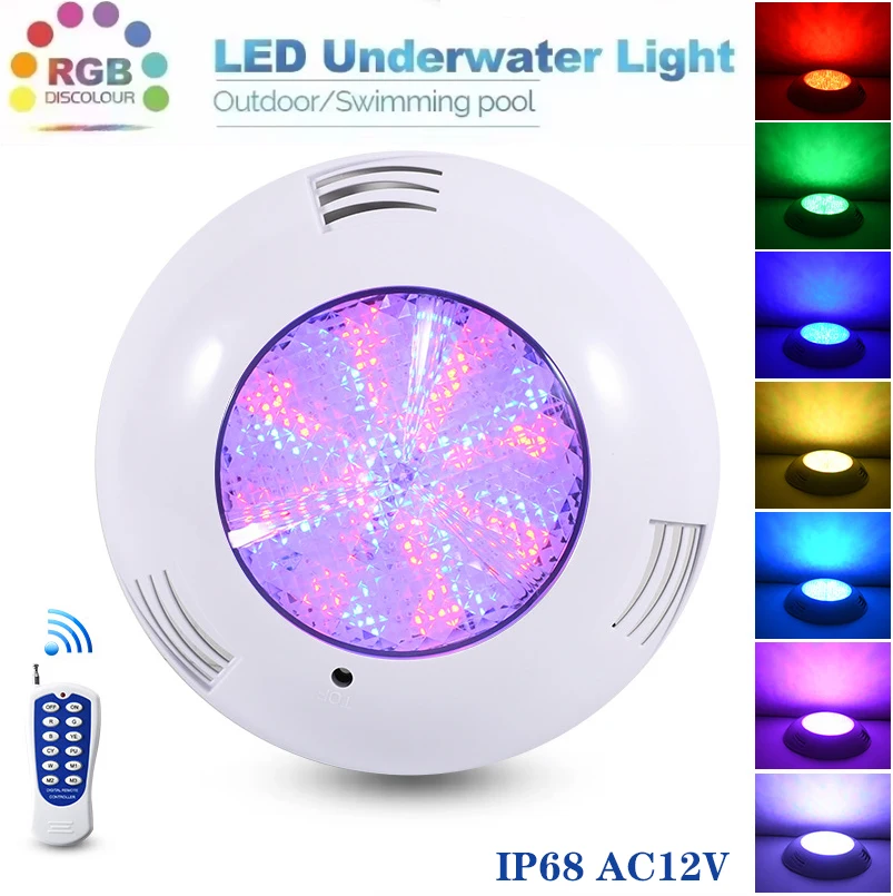 

RGB НОВЫЙ 6/18/24/36/45/45 Вт светодиодный подводный светильник для бассейна с изменением цвета AC12V IP68 водонепроницаемая лампа с пультом дистанционного управления