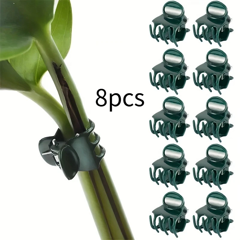 Durable Plastic Plant Support Clips - Orchid Stem & Vine Sustainers - Ideal for Garden Vegetables & Flowers, 8pcs Bundle