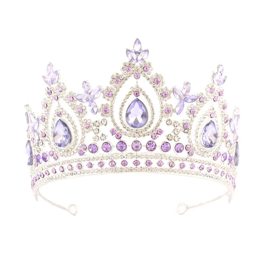 Luxury Crystal Decor Bridal Headpiece Metal Base Crystal Spiked Crystal Tiara Queen Crown