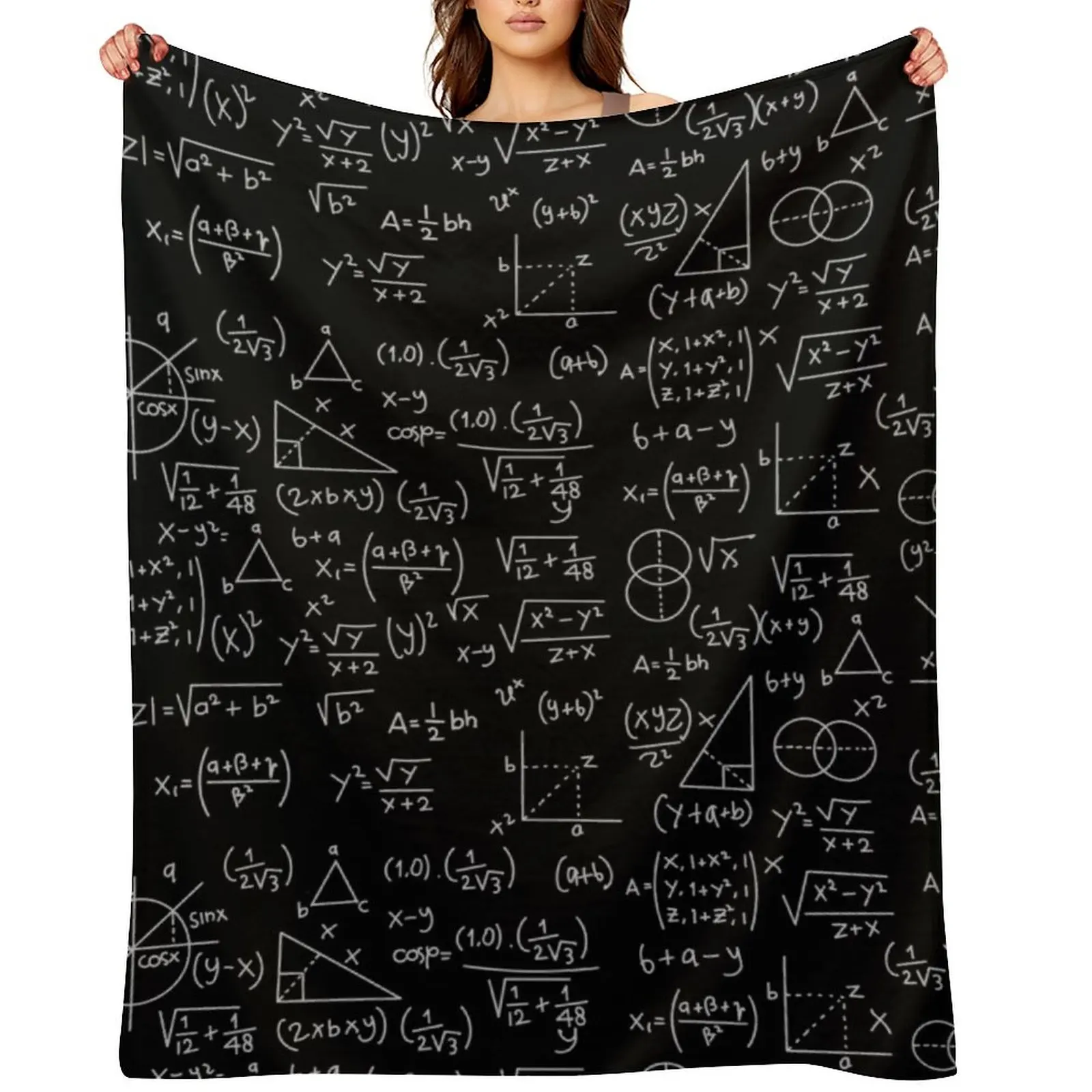 

Math Formulas Blackboard School Geek Throw Blanket Large Decorative Beds Softest Hairys Blankets