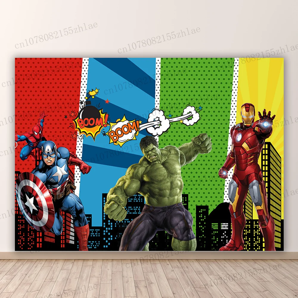 Marvel Avengers Birthday Party Photo Backdrop Baby Shower Photo Background Spider Man Banner Photography Backdrop Decoration