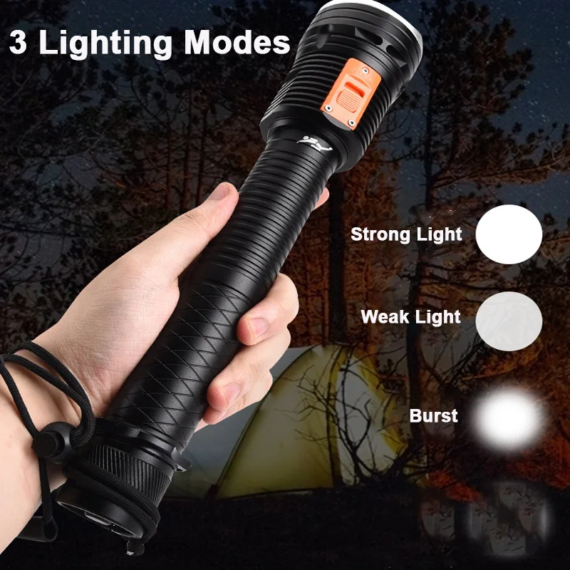 Professional Diving FlashLight Scuba With 3* XHP70.2 LED 100% Waterproof Submarine Underwater Divi Torch 500M Deep Sea For Fishi