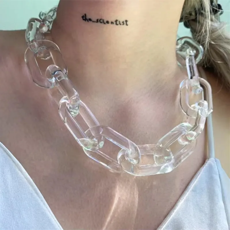 

Fashion Transparent Acrylic Chain Choker Necklace for Men Women Punk Chunky Link Chain Collar Necklaces Statement Jewelry Gifts