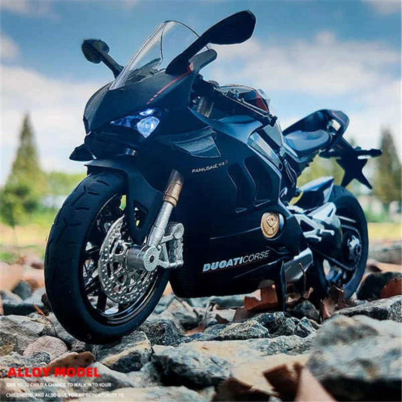 1/12 Ducati Panigale V4S Racing Cross-country Motorcycle Model Simulation Alloy Toy Street Motorcycle Model Collection Kids Gift