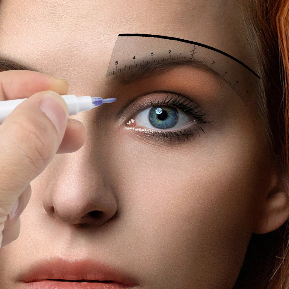 25 pcs/pack Tattoo Mapping Eyebrow Ruler self-adhesive Eyebrow Pattern Locator Permanent Makeup Disposable Shape Template Tool